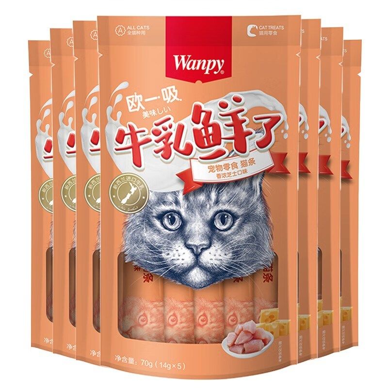 Wanpy顽皮牛乳鲜了猫条流质拌粮解馋补水湿粮宠物猫零食欧一吸喵