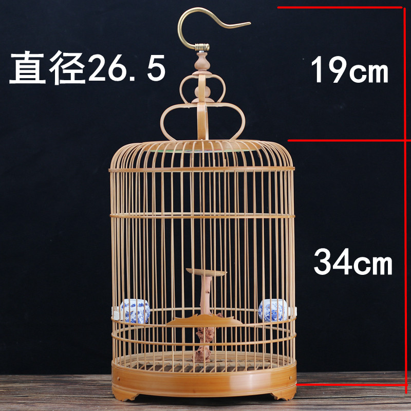 石燕竹鸟笼绣眼玉鸟金青芙蓉文鸟鸟笼竹皮抛光手工活底鸟笼老竹