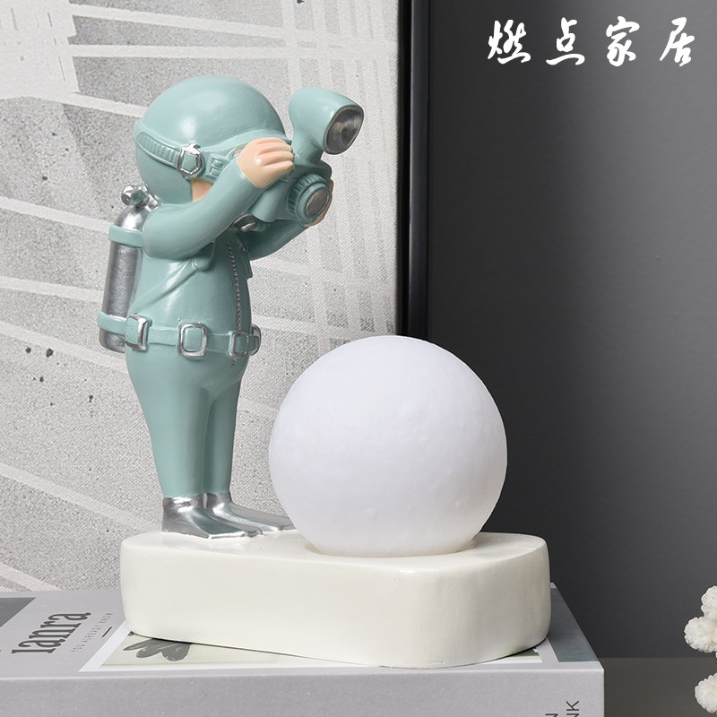 创意潜水员带灯绿萝水培植物花瓶玻璃透明水养花插桌面装饰摆件