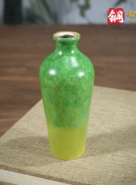 铜摆件《春色满园》客厅桌面装饰品 黄铜工艺品 干花插花花瓶摆设