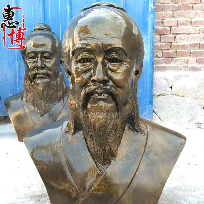 玻璃钢人物雕塑铸铜人物雕塑古代名医扁鹊半身像头像校园广场景观