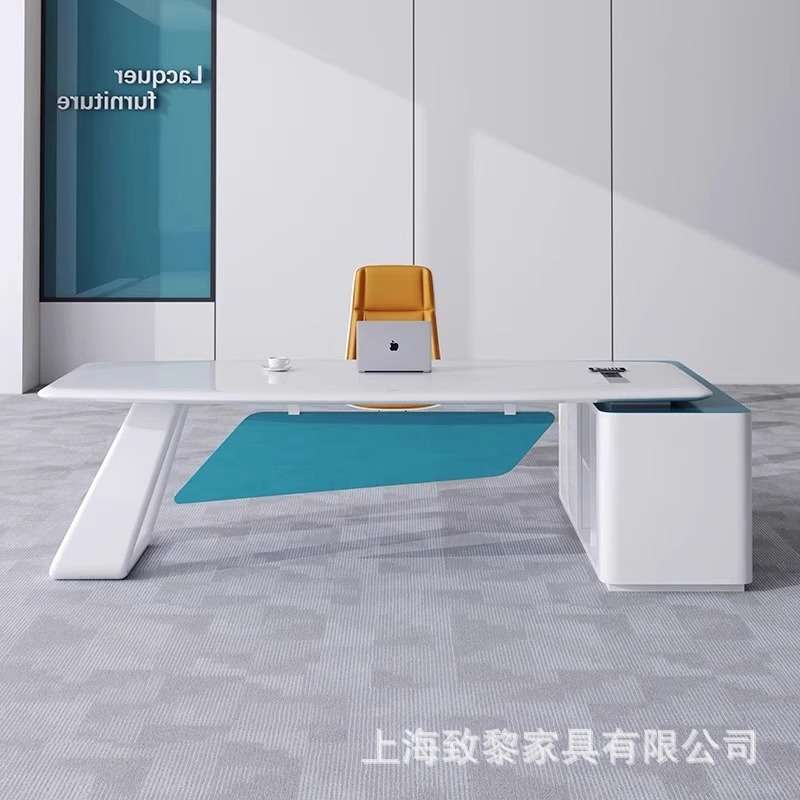老板桌简约现代轻奢烤漆总裁桌时尚组合办公桌大班台经理主管桌