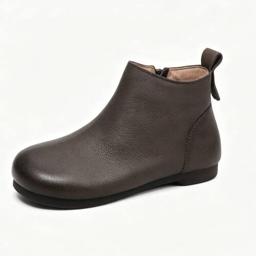 中古风松弛感通勤牛皮短靴Y2016-13~货号A1152