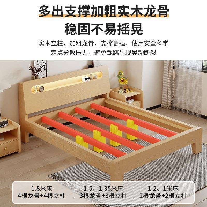 实木床1.8双人床1.5床单人1.2米床1米榻榻米床收纳排骨架床北欧风