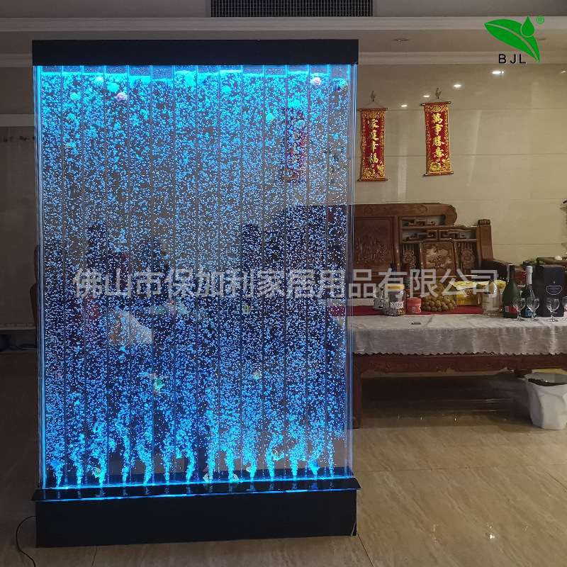 水幕墙酒柜屏风客厅鱼缸 装饰玄关隔断流水墙 亚克力气泡墙加湿墙