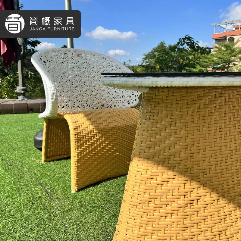 户外休闲庭院藤编椅别墅花园海景房藤椅家具露台阳台椅子茶几三件