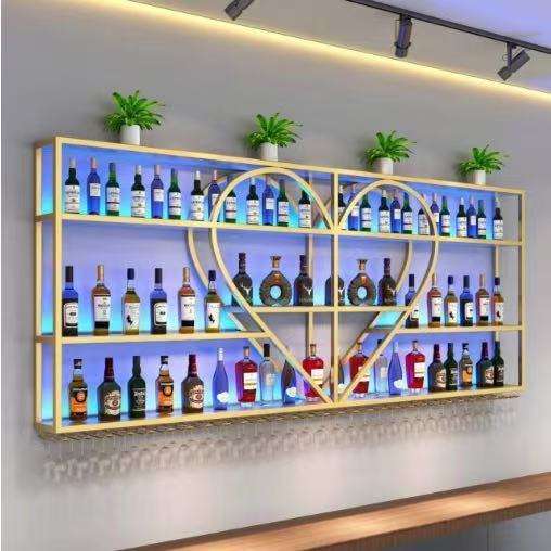 酒架酒柜置物架壁挂吧台红酒架挂墙上展示柜餐厅酒吧时尚创意铁艺