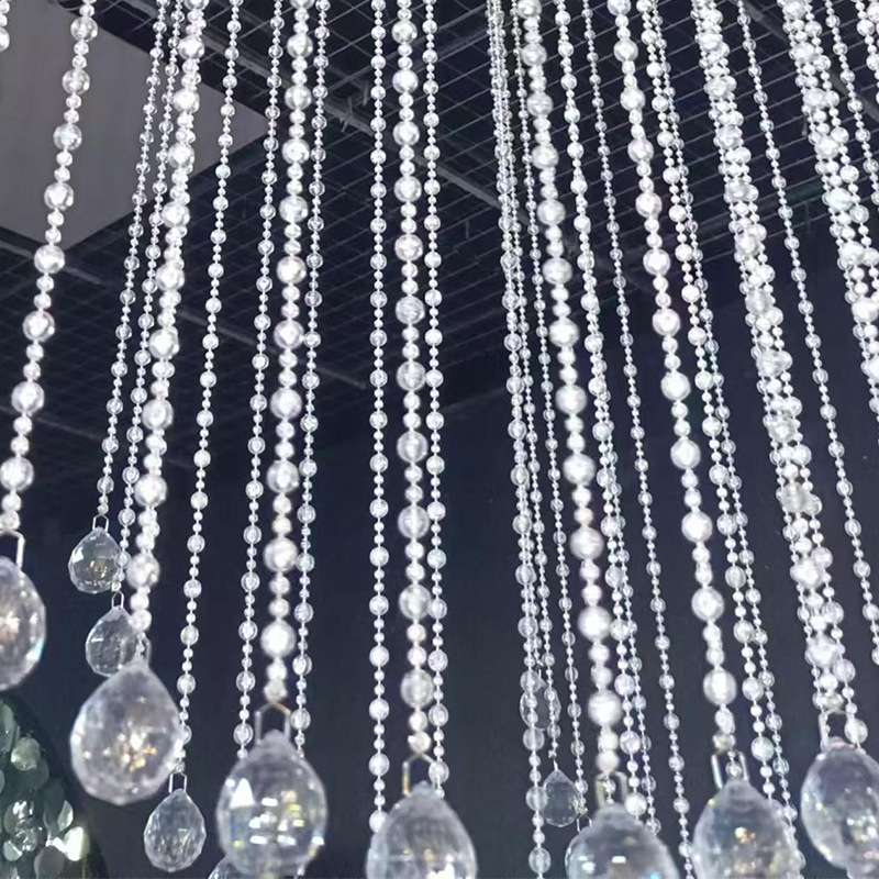 婚庆场景布置舞台吊顶装饰婚礼堂亚克力珠帘挂件酒店水晶流苏路引