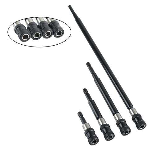 4PC六角柄圆管接杆1/4批头延长杆60mm100mm150mm300mm快换接杆
