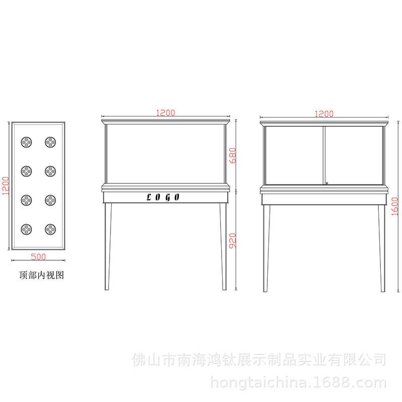 鸿钛新款橱窗首饰展示柜台厂家现货铝合金钢化玻璃陈列柜珠宝展柜