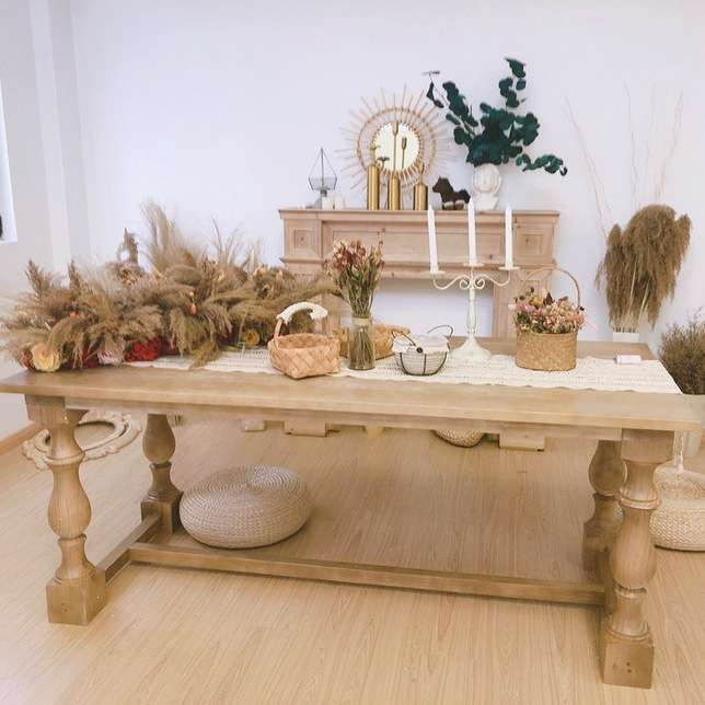 美式实木餐桌椅组合乡村复古咖啡长桌简约家用饭桌欧式法式工作台