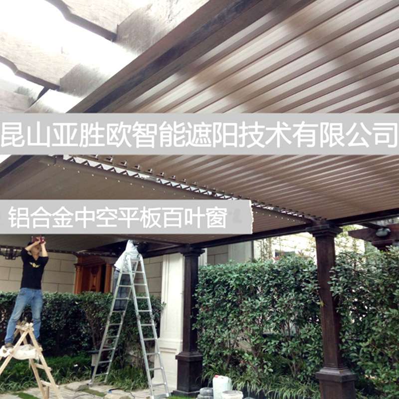 厂家货源别墅阳光房电动外遮阳通风百叶窗铝合金中空平板百叶窗