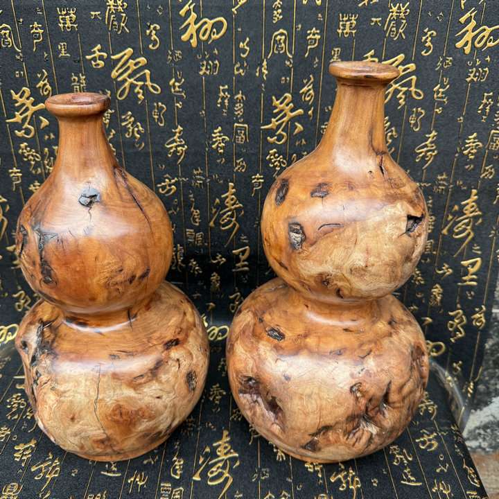 天然枣木葫芦禅意中式家居雷击木雕玄关摆件空心朽木实木花瓶软装