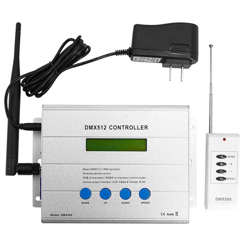 供应DMX512控制器 SD卡三四通道无线遥控同步rgbw手动自动控制器