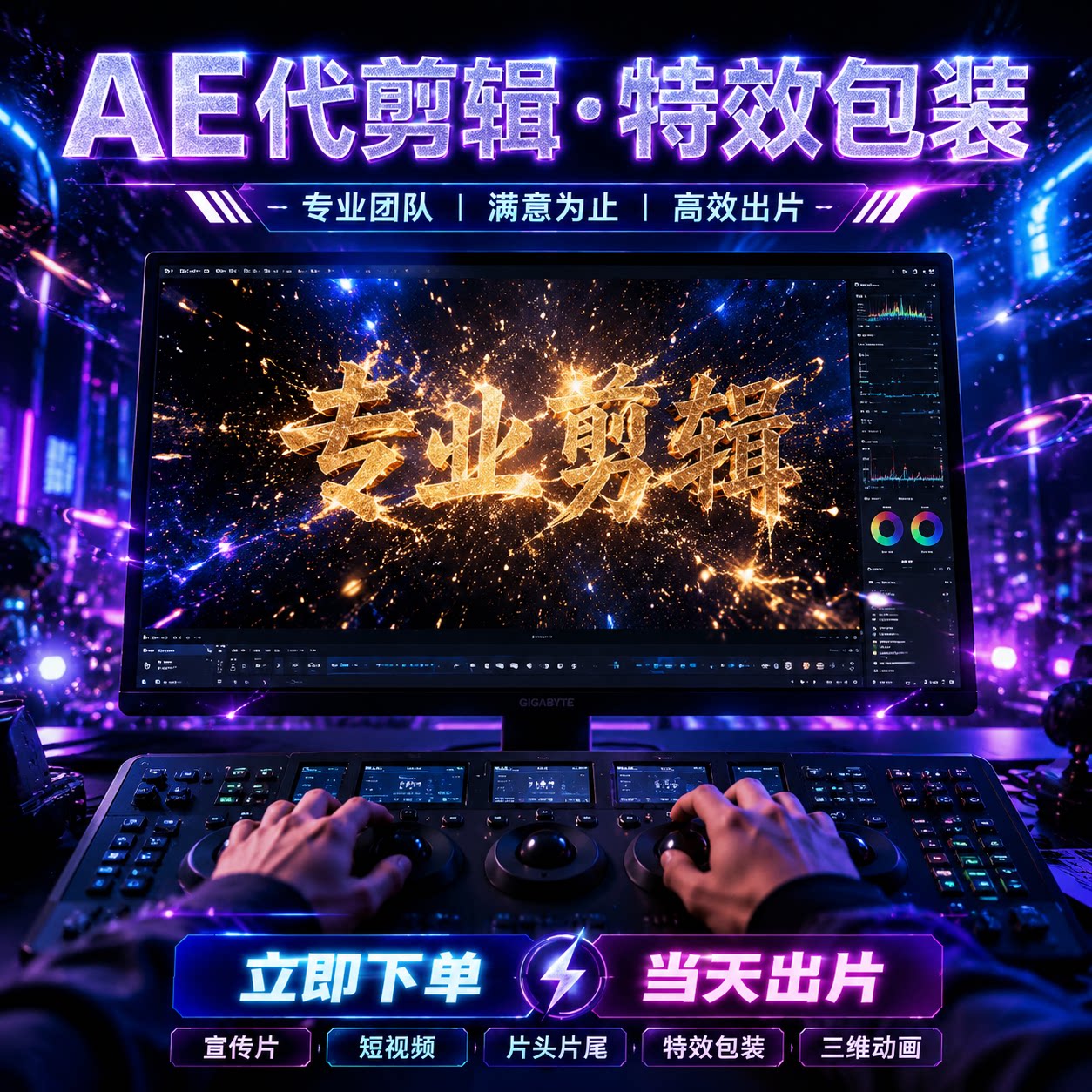 短视频剪辑代做企业短片修改混剪平面广告设计