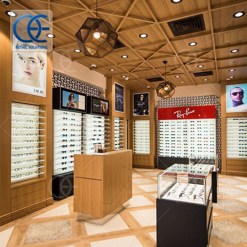 厂家直发眼镜店专用展示架铁木带灯墨镜墙柜创意眼镜展示台货架