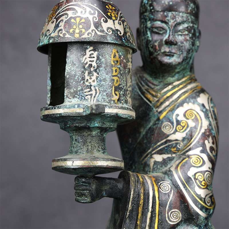 仿古青铜器摆件汉长信宫灯铜中式落地灯人形宫灯汉婚道具古玩收藏