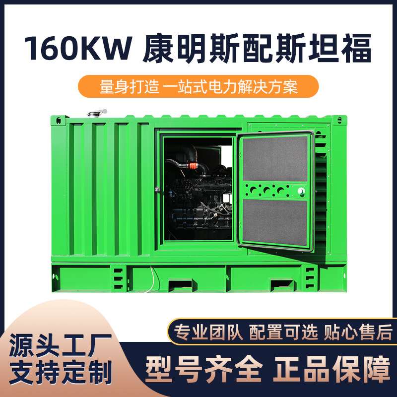 海柴康明斯配斯坦福静音集装箱160KW柴油发电机组 跨境海外建筑用