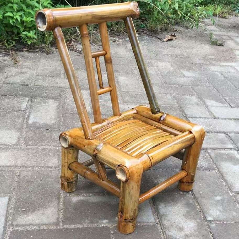老式靠背竹椅子黄手工茶馆传统怀旧竹编小竹椅小藤椅复古竹凳子