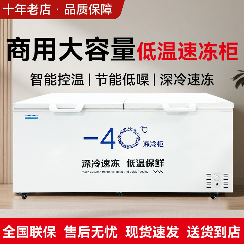 零下40低温柜速冻柜冰柜卧式商用大容量冷柜全冷冻柜单温冷柜