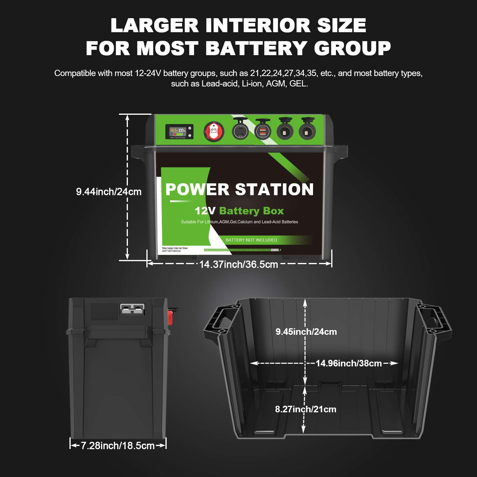 跨境新品户外多功能电瓶盒便携式电池箱battery box备用应急电源