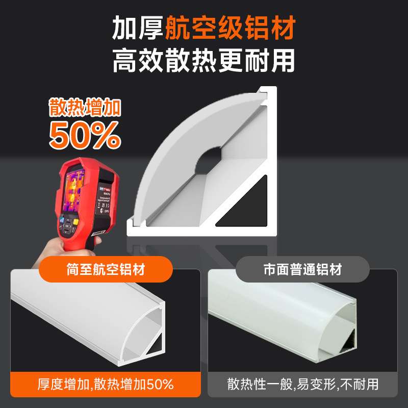 智能窗帘盒灯带45度斜发光灯槽吊顶氛围灯阳台客厅灯可调光全光谱
