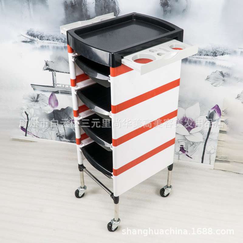 新款美发车发廊工具小推车理发店烫染发型师加固专用复古手推杠车