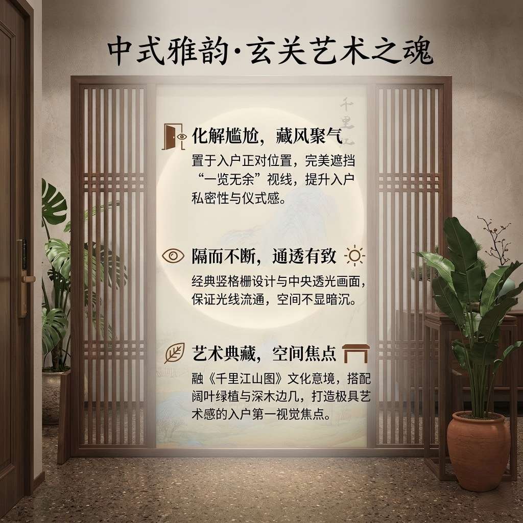 新中式屏风隔断客厅卧室遮挡家用现代简约入户玄关禅意办公室座屏