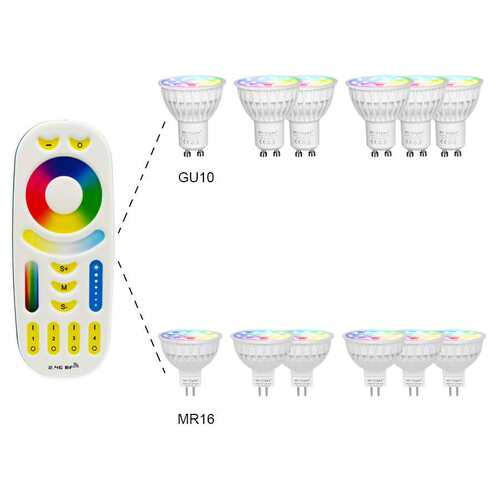 霓虹LED灯泡4W MR16 GU10 RGB CCT 遥控LED灯室内装饰 2.4G射频