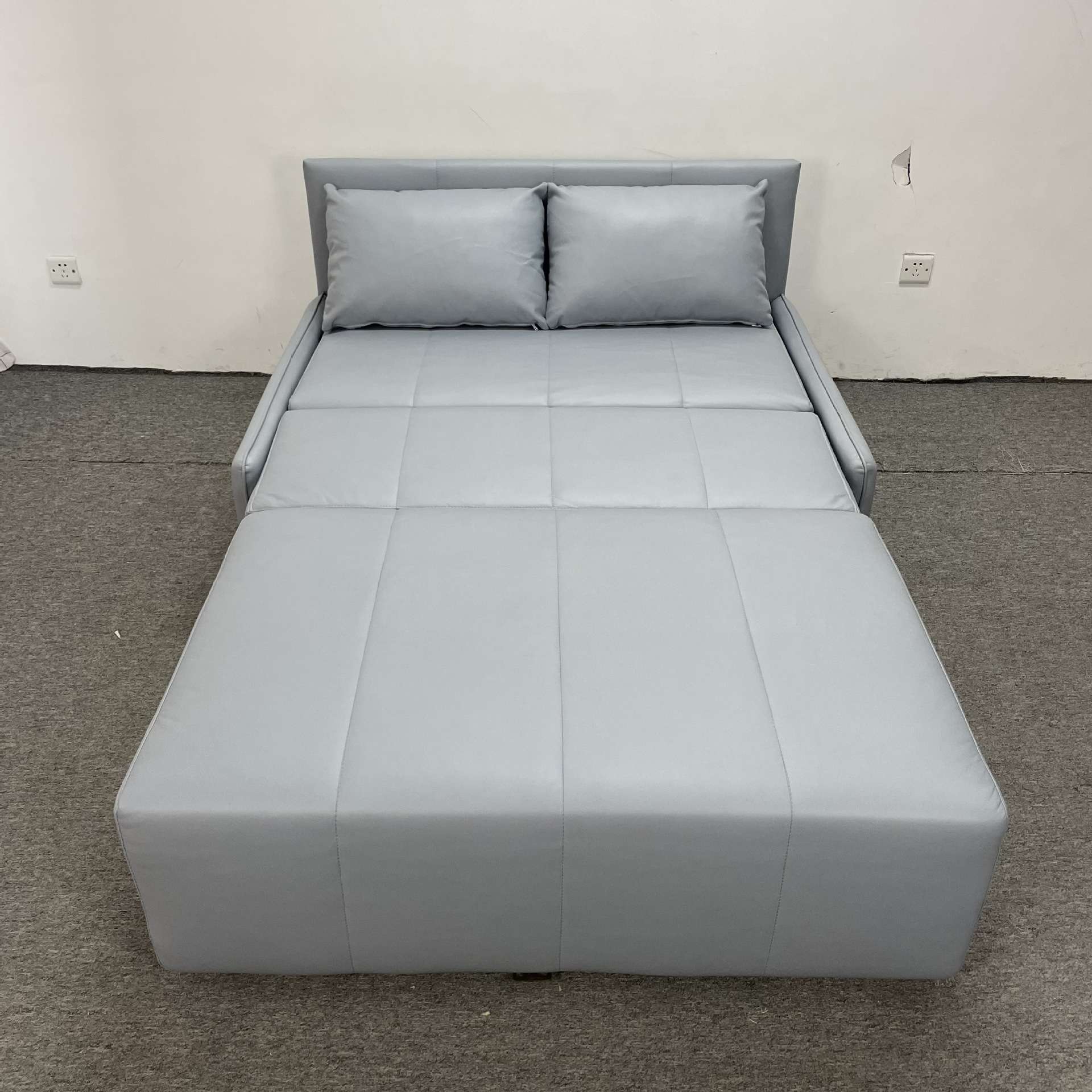 现代简约灰蓝色防水科技布小户型客厅卧室折叠可储物多功能沙发床