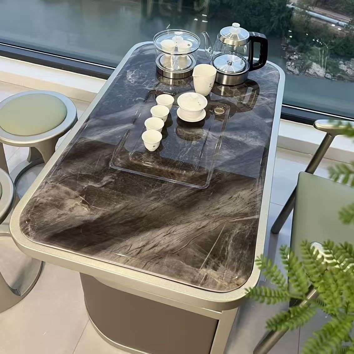 橡木家用茶台茶几阳台简约创意茶桌椅组合极简小户型茶桌椅组合