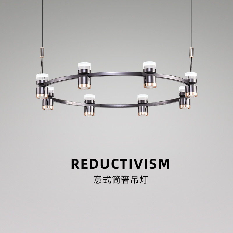 一字长条餐厅吊灯LED全光普上下发光灯具轻奢圆圈客厅卧室灯批发