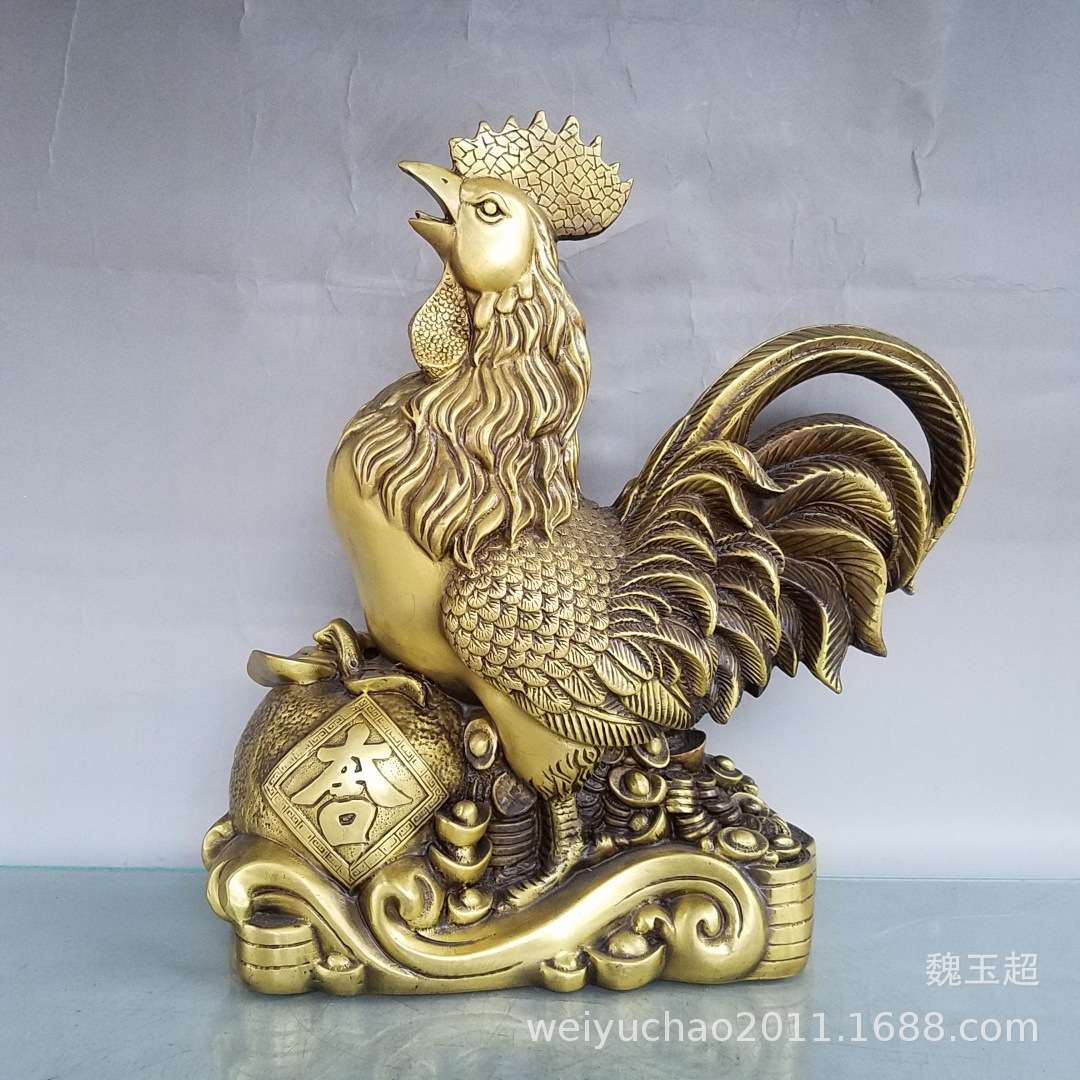 纯铜鸡摆件大号 金鸡铜公鸡如意大吉大利鸡工艺品鸡摆设铜
