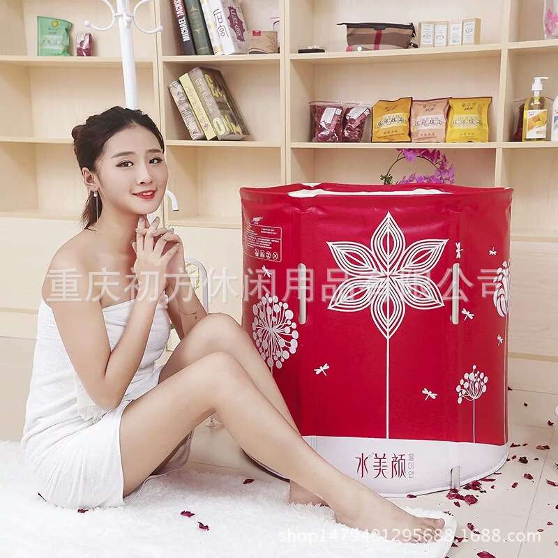 直销水美颜儿童加厚洗澡桶成人沐浴桶升降省水浴缸合金支架泡澡桶