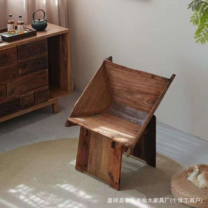 老榆木圈椅实木靠背休闲椅家用榻榻米喝茶椅单人沙发椅餐厅餐桌椅