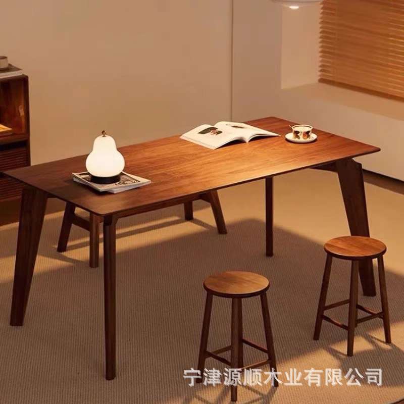 北美黑胡桃木圆凳实木北欧高脚凳简约现代酒吧椅家用日式吧台凳子