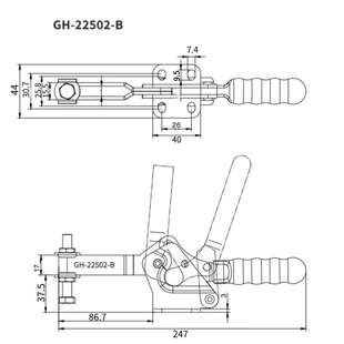 快速夹具GH-22502-BT带锁 木工夹工装夹具水平式大力士快速夹具