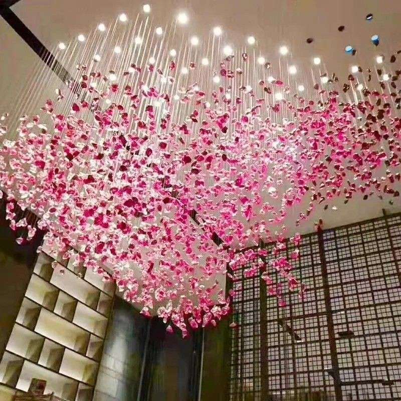 酒店大堂水晶灯宴会厅售楼部沙盘吊线灯工程餐厅吊灯石头吊灯