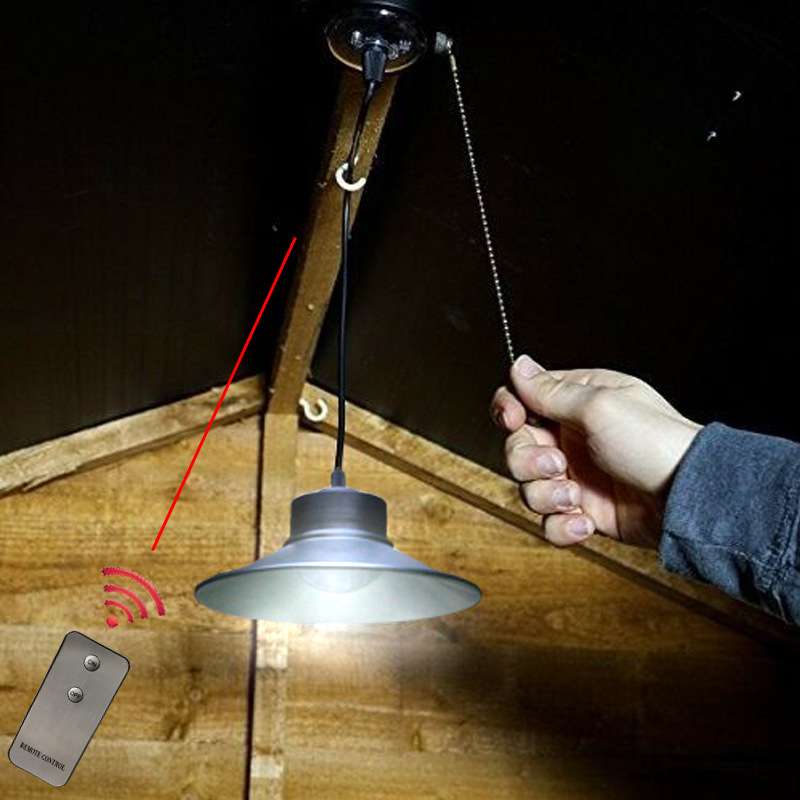 太阳能拉线灯遥控LED吊灯工具房灯太阳能LED吊灯分体式太阳能灯