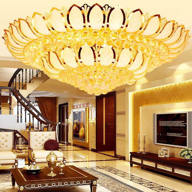 现代简约大气圆形客厅灯温馨LED卧室吸顶灯家居装修餐厅水晶灯具