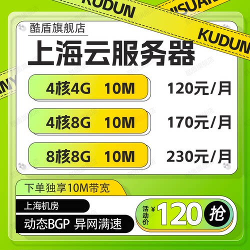 上海BGP动态多线主机租用大带宽国内轻量云服务器独立IP远程桌面