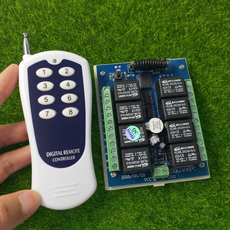 包邮24V8路无线遥控开关配大功率遥控器工业设备控制 电源灯具开