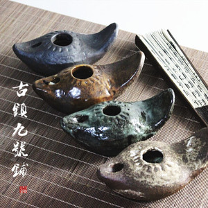 复古老油灯烛台老式油灯盏陶瓷手工中式禅意茶道灯家居装饰摆件