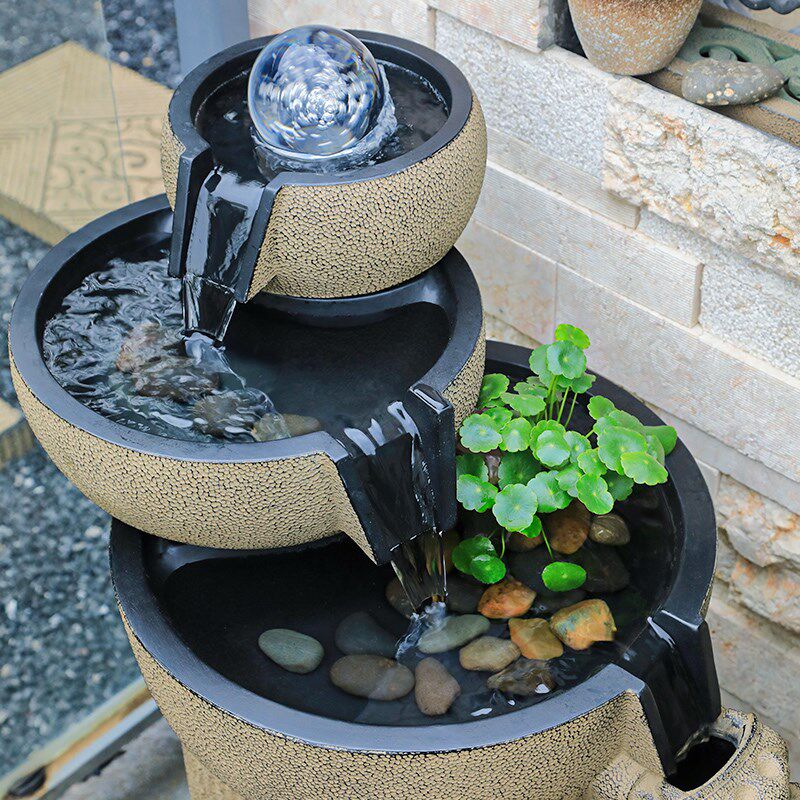 新中式貔貅招财落地流水摆件客厅阳台花园庭院装饰循环水景观鱼池