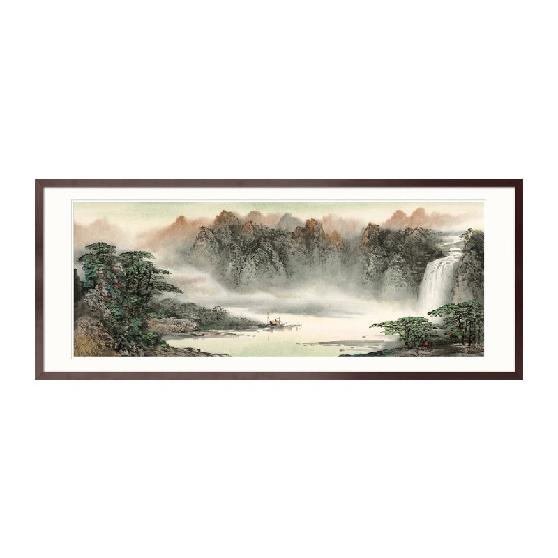 山水画国画风景画源远流长高山流水大厅客厅书房办公室装饰画挂画