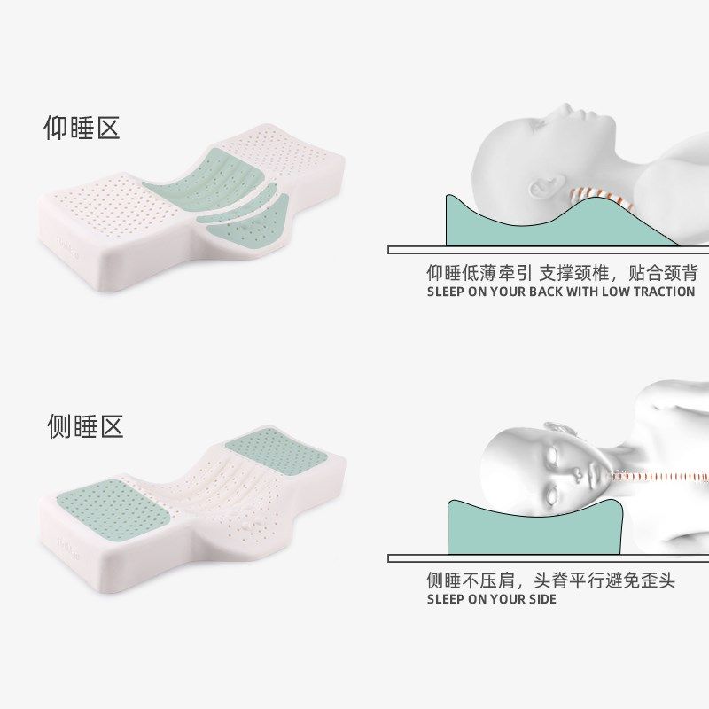 颈椎枕天然乳胶枕头防打呼噜男女深度睡眠安神落枕专用防侧睡枕芯