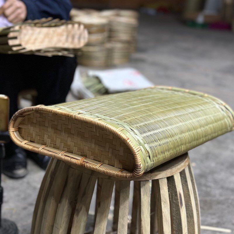 手工竹编枕头竹凉枕睡眠睡觉单人枕脊椎竹凉枕(配枕套和凉扇)