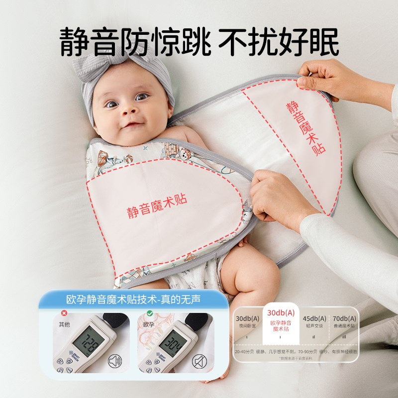欧孕婴儿防惊跳睡袋包巾新生儿夏薄竹棉纱布襁褓巾宝宝防惊吓神器