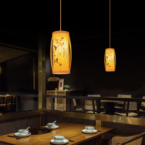 竹编吊灯中国风茶室民宿饭店客厅新中式灯笼火锅店餐厅竹艺灯具