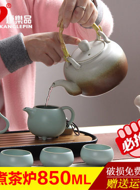 提梁壶 煮茶炉 陶瓷家用茶具 古朴陶质煮水壶 功夫茶具大号酒精炉
